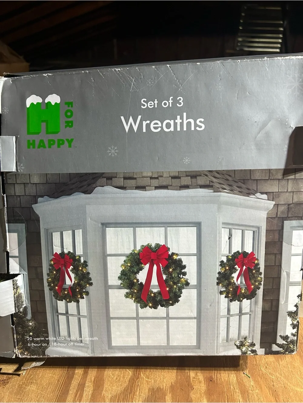 Holiday Green and Red light Poinsettia Wreath set of 2
